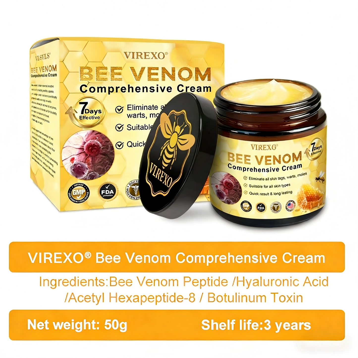 Made and Shipped from USA  ⭐✨  VIREXO® Bee Venom Comprehensive Cream  LAST DAY 80% OFF(Sagging Skin, Fine Lines, Loss of Firmness, Flat Bust, Drooping Hips, and More)