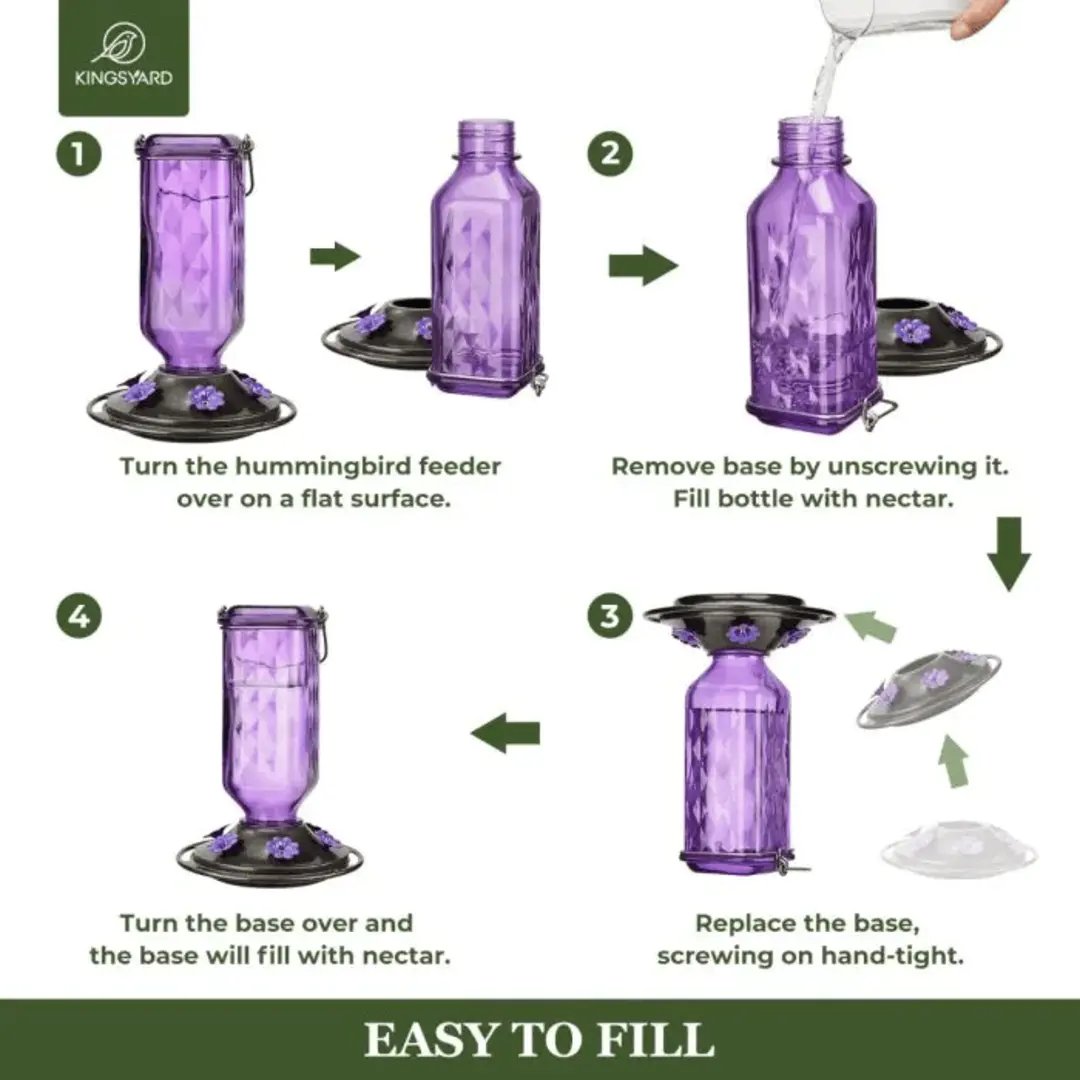 💥Last Day Sale 49% Off💥24oz Leak Proof Glass Hummingbird Feeder with Ant Moat 🔥BUY 2 FREE SHIPPING