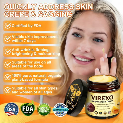 Made and Shipped from USA  ⭐✨  VIREXO® Bee Venom Comprehensive Cream  LAST DAY 80% OFF(Sagging Skin, Fine Lines, Loss of Firmness, Flat Bust, Drooping Hips, and More)